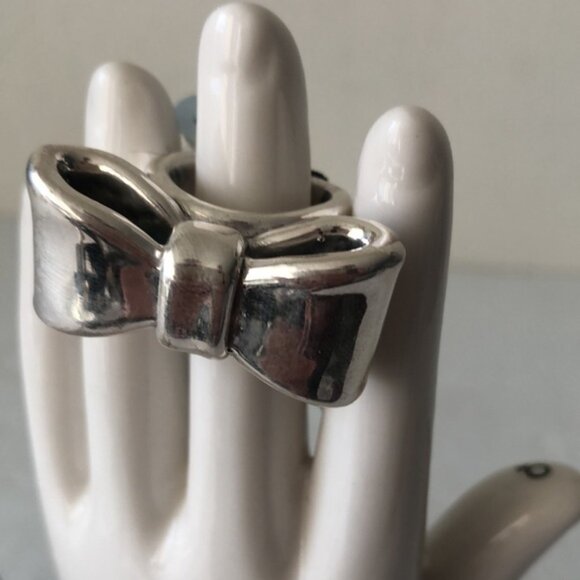 E&L Israel Sterling Silver Electroform Bow Ring Sz.6-6.5 - Picture 11 of 16